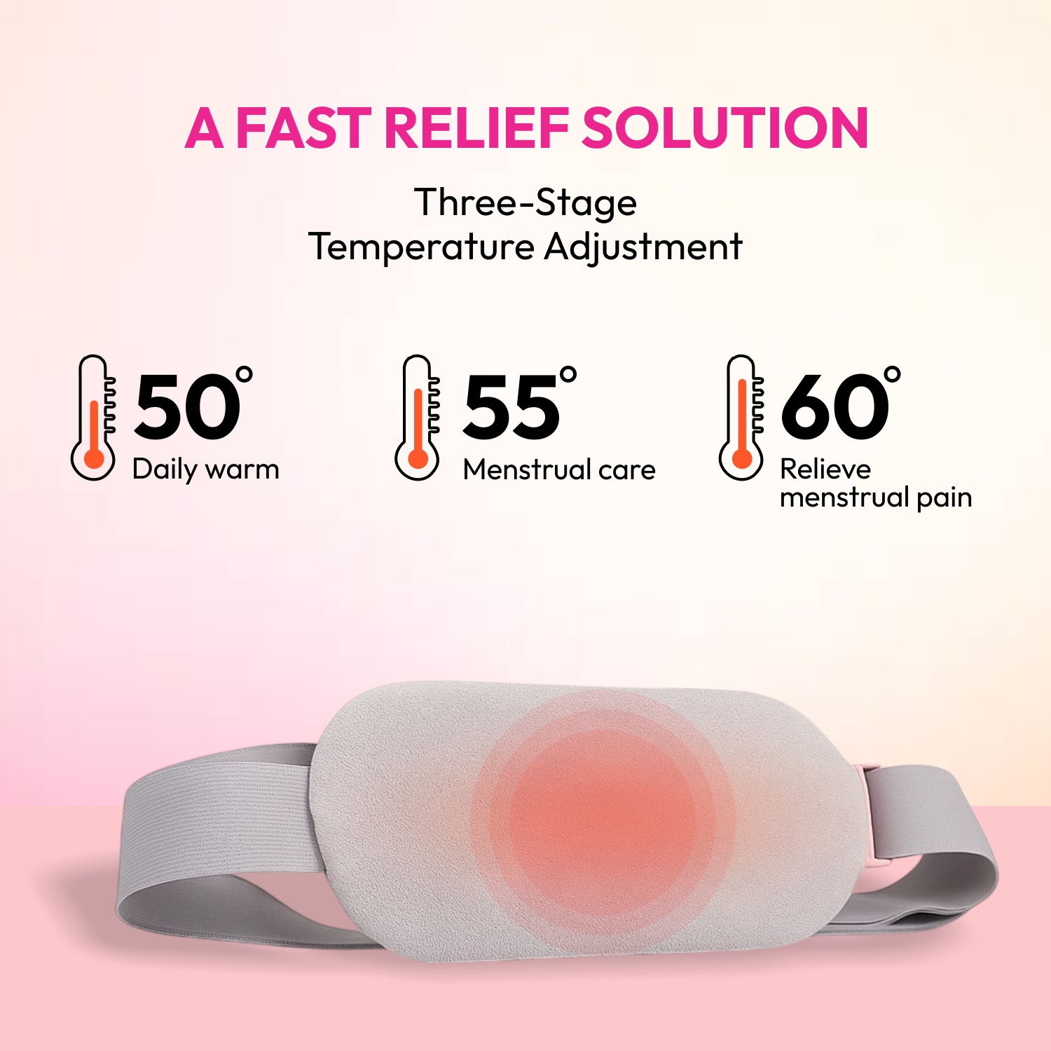 Mildcares Period Pain Relief Massager With Heating Pad | Cordless Menstrual Cramp Belt